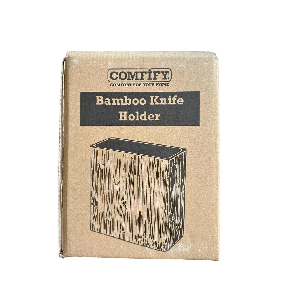 Ergonomic Bamboo Knife Block - Wide Design Countertop Knife Holder 10